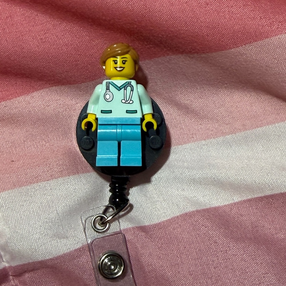 LEGO Mini-figure Female Nurse Badge Reel With Belt Clip